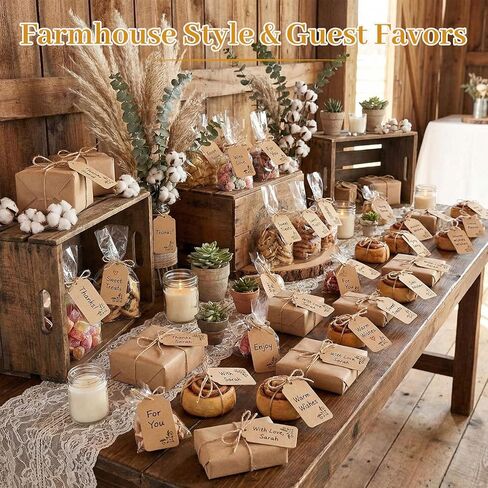 Koogel 100pcs Kraft Paper Tags ، علامات مع سلسلة ، لحفلات الحفلات علامات الهدايا لحفل الزفاف ، دش الطفل ، دش الزفاف in Saudi Arabia
