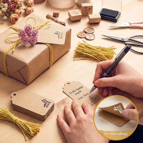 Koogel 100pcs Kraft Paper Tags ، علامات مع سلسلة ، لحفلات الحفلات علامات الهدايا لحفل الزفاف ، دش الطفل ، دش الزفاف in Saudi Arabia