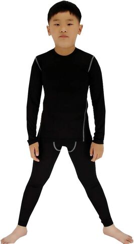 LANBAOSI Boys & Girls Long Sleeve Compression Shirts and Pant 2 Pcs Set in Kuwait
