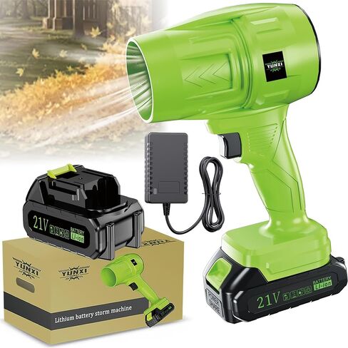 Handheld cordless portable storm enginer, equipped with battery and fast charger, powerful turbo, jet, car dryer, handheld snow blower (Battery * 1+practical accessories, Plastic, trumpet) in Kuwait