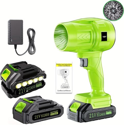 Handheld cordless portable storm enginer, equipped with battery and fast charger, powerful turbo, jet, car dryer, handheld snow blower (Battery * 2+practical accessories, Plastic, trumpet) in Kuwait