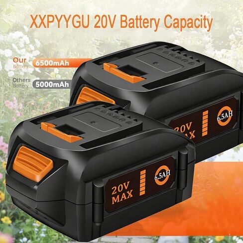 Replacement for Worx Battery 20V 6.5Ah - High Capacity Lithium-Ion Battery Pack Compatible with Worx 20V Series Tools in Kuwait