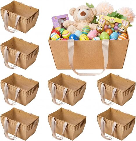 Pinkunn 48 Pcs Basket for Gifts Empty DIY Bulk Party Gift Basket Kit with Handles Market Trays for Gift Packages Wrapping Wedding Party Anniversary Display (12.6 x 9.8 x 6 In) in Saudi Arabia