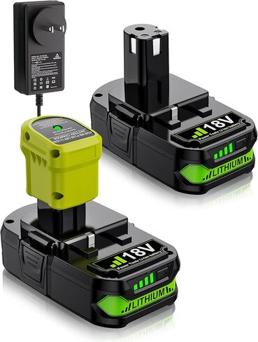 2 عبوات 3.8 أمبير بديلة لبطارية Ryobi 18 فولت مع مجموعة شاحن، وبطارية ليثيوم أيون 18 فولت ومجموعة شاحن متوافقة مع بطارية Ryobi 18 فولت واحد + P102 P103 P105 P107 P108 P109 P117 P118 PBP004 in Kuwait
