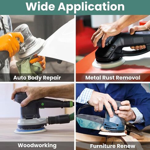 6 Inch Foam Pads & Sanding Discs Kit, Hook and Loop Tear-Resistant 49 Hole Film Sandpaper 40-320 Grit for Auto Body Metal Wood, Compatible with Festool ETS 150 Orbital Sanders - 42 Pack in Kuwait