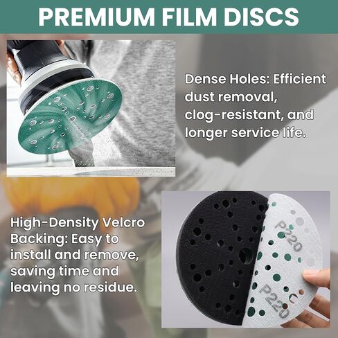 6 Inch Foam Pads & Sanding Discs Kit, Hook and Loop Tear-Resistant 49 Hole Film Sandpaper 40-320 Grit for Auto Body Metal Wood, Compatible with Festool ETS 150 Orbital Sanders - 42 Pack in Kuwait