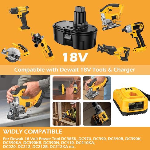2Pack 5000mAh Replacement for Dewalt 18V Battery Ni-Mh Compatible with DC9098 DC9096 DC9099 DC970 DW9095 DW9096 DE9039 DE9095 DE9096 DE9098 DW9098 DW9099 Cordless Power Tools in Kuwait