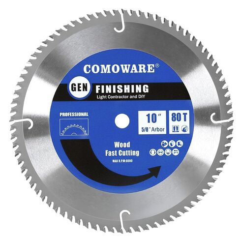 COMOWARE 10 بوصة مناشير ميتري، 80T ATB شفرة منشار دائري، 5/8 "شجرة، TCT كربيد مائل، مضاد للاهتزاز، تفلون مضاد للالتصاق، شفرات مناشير ميتري للخشب والصفائح والخشب الرقائقي والأخشاب الصلبة in Kuwait