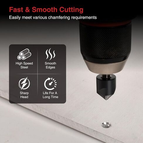 ANGELSWORD M35 Cobalt Countersink Drill Bit Set, 5 PCS 1/4"-3/4", TiAlN Coated Counter Sink Drill bit, for for Wood, Metal, Plastic in Kuwait