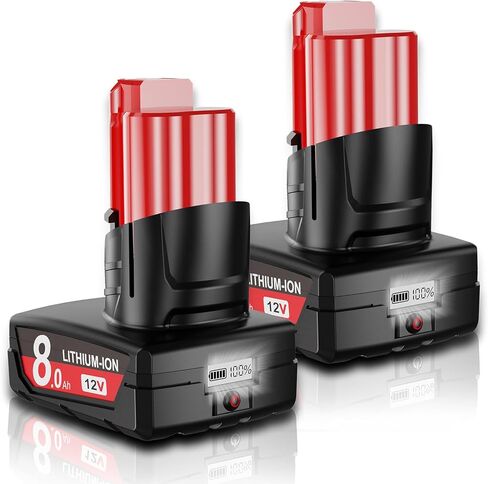 2 حزم ترقية 8.0Ah استبدال لبطارية ميلووكي M12 12 فولت شاشة LCD ليثيوم 48-11-2401 48-11-2460 48-11-2402 48-11-2412 48-11-2411 48-11-2420 متوافق مع أدوات كهربائية ميلووكي 12 فولت in Saudi Arabia