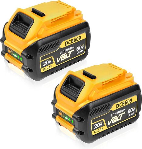 2-Pack 12.0Ah Replacement Battery for DeWalt FlexVolt 20V/60V Max – Compatible with DCB606, DCB609, DCB612, DCB200, DCB205, DCB206 – High Capacity Lithium-Ion Batteries for Cordless Power Tools in Saudi Arabia