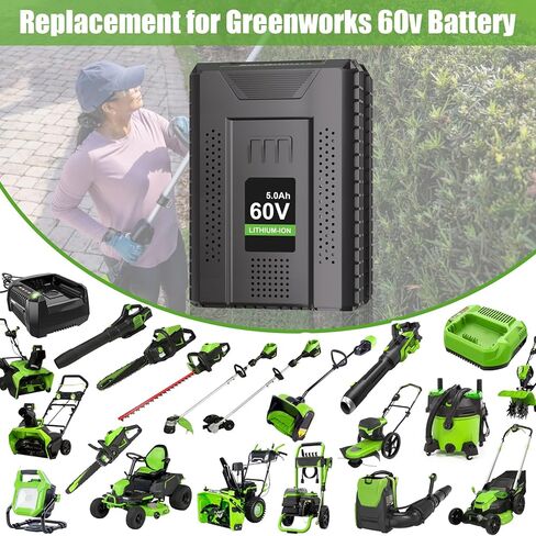 KUNLUN 5.0Ah 60V Replacement Battery Compatible for Greenworks 60v Battery Max Lithium Lon Battery LB60A03 LB60A02 LB60A00 Cordless Power Tool Batteries in Kuwait