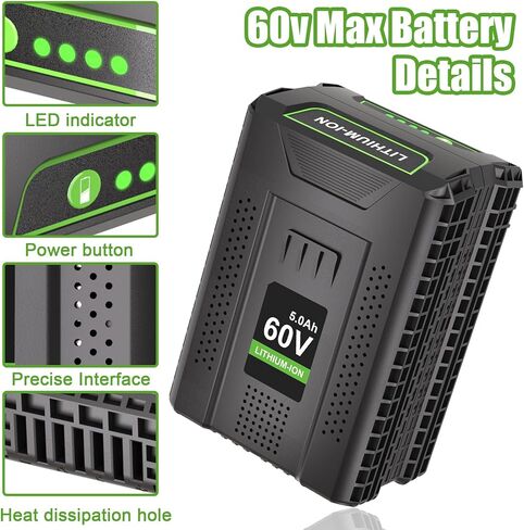 KUNLUN 5.0Ah 60V Replacement Battery Compatible for Greenworks 60v Battery Max Lithium Lon Battery LB60A03 LB60A02 LB60A00 Cordless Power Tool Batteries in Kuwait