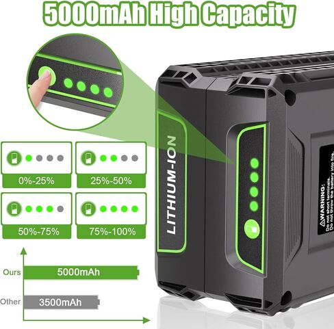 KUNLUN 5.0Ah 60V Replacement Battery Compatible for Greenworks 60v Battery Max Lithium Lon Battery LB60A03 LB60A02 LB60A00 Cordless Power Tool Batteries in Kuwait