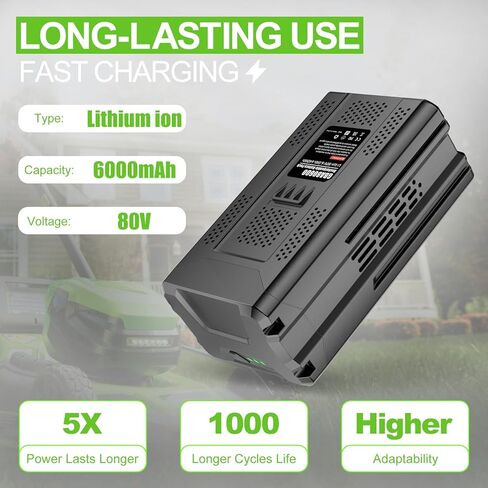 Upgraded 6000mAh GBA80200 Battery Replace for Greenworks PRO 80V, Lithium Ion GBA80200 GBA80300 GBA80400 GBA80500 GBA80250 Compatible with Greenworks 80V Max Power Tools Battery (Not for Kobalt) in Saudi Arabia