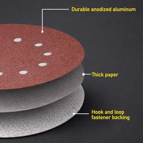 50 Pack 9 Inch 10 Hole 120 Grit Hook-and-Loop Drywall Sandpaper, Aluminum Oxide Sander Disc, Hook & Loop Sanding Discs, Drywall Sanding Discs for ‎9" Drywalls Sander Wood Furniture Finishing in Kuwait