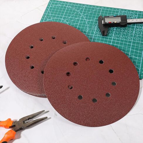 50 Pack 9 Inch 10 Hole 120 Grit Hook-and-Loop Drywall Sandpaper, Aluminum Oxide Sander Disc, Hook & Loop Sanding Discs, Drywall Sanding Discs for ‎9" Drywalls Sander Wood Furniture Finishing in Kuwait