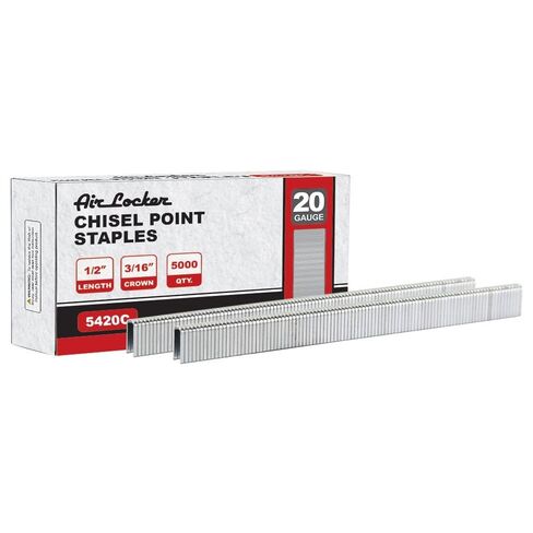 Air Locker 5420C 20 قياس 5/8 بوصة طول، 3/16 بوصة تاج، دبابيس نقطة إزميل - 5000/حزمة - متوافق مع Duo-Fast Carpet-Pro يستبدل Duo-Fast 5420C in Kuwait