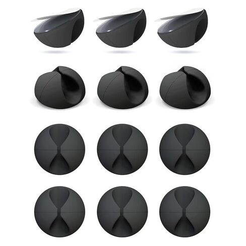 Cable Clips, 12 Pack Black Self Adhesive Cord Holder, Ideal Cable Management Cord Organizer Wire Keeper for Desk, Nightstand, Phone Charger, Computer, Home, Office, Car(Black 12P) in Kuwait