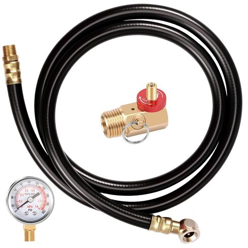 Air Tank Repair Kit w/Safety Valve 0-200 PSI Pressure Gauge and 4 Feet Air Tank Hose Assembly kit for Portable Carry Tanks Maintenance(Yellow) in Saudi Arabia