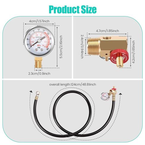 Air Tank Repair Kit w/Safety Valve 0-200 PSI Pressure Gauge and 4 Feet Air Tank Hose Assembly kit for Portable Carry Tanks Maintenance(Yellow) in Saudi Arabia