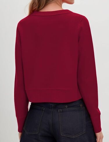 TIKITIDES Womens Cropped Cardigan Sweater Crewneck Long Sleeve Button Down Ribbed Cuffs Sweaters Trendy Winter Clothes 2025 in Saudi Arabia