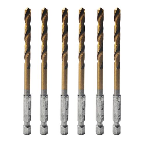 6Pcs 5mm/0.19Inch Dia Hex Shank Drill Bits, Titanium Coated Bearing Steel Twist Impact Drill Bit Set with Quick Change Design for Metal, Steel, Aluminum, Wood, and Plastic in Saudi Arabia