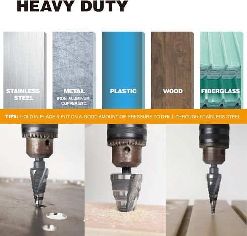 M2 HSS 3/16 "- 7/8" لقمة مثقاب ذات خطوة سريعة التغيير لقم ثقب مزدوج مخدد لحفر الثقب في الفولاذ المقاوم للصدأ والنحاس والألومنيوم والخشب والبلاستيك in Kuwait