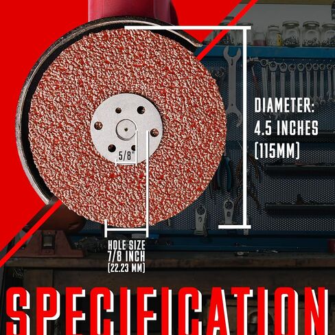 Aluminum Oxide Resin Fiber Sanding and Grinding Discs for Angle Grinder, 4-1/2" x 7/8", 80 Grit, 25-Pack + Backing Pad + Lock Nut in Kuwait