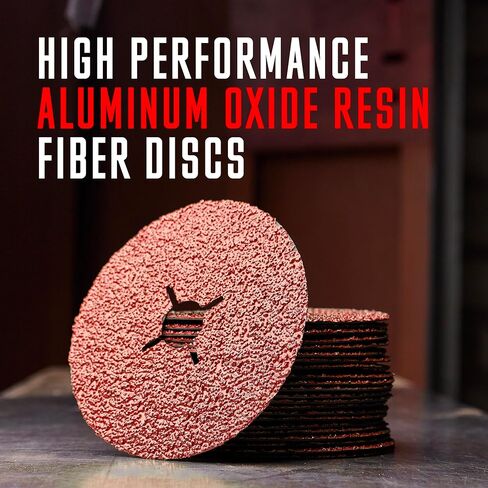 Aluminum Oxide Resin Fiber Sanding and Grinding Discs for Angle Grinder, 4-1/2" x 7/8", 80 Grit, 25-Pack + Backing Pad + Lock Nut in Kuwait