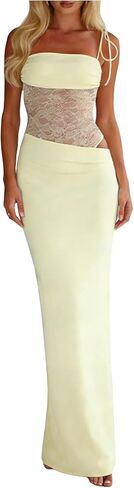 GORGLITTER Women's Lace Cut Out Bodycon Maxi Dresses Sleeveless Summer Hawaiian Prom Graduation Formal Long Sun Dress in Saudi Arabia