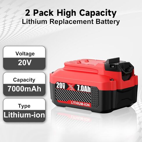 2Pack 7000mah Replacement for Craftsman 20V Battery Lithium Compatible with Craftsman V20 Battery CMCB205 CMCB204 CMCB202 CMCB201 CMCB206 CMCB209 CMCS500 Cordless Power Tools in Kuwait