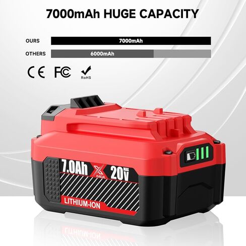 2Pack 7000mah Replacement for Craftsman 20V Battery Lithium Compatible with Craftsman V20 Battery CMCB205 CMCB204 CMCB202 CMCB201 CMCB206 CMCB209 CMCS500 Cordless Power Tools in Kuwait