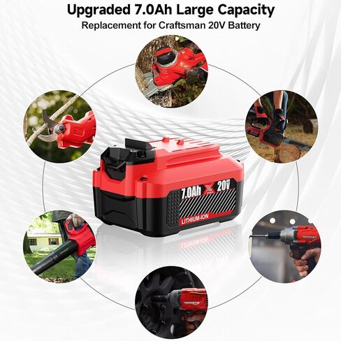 2Pack 7000mah Replacement for Craftsman 20V Battery Lithium Compatible with Craftsman V20 Battery CMCB205 CMCB204 CMCB202 CMCB201 CMCB206 CMCB209 CMCS500 Cordless Power Tools in Kuwait