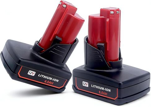 Lasica 2Pack 6.0Ah 12V Lithium-ion Replacement Battery Compatible with Mil-Waukee 12V Battery 48-11-2460 48-11-2412 48-11-2401 48-11-2440 12-Volt Cordless Tool Battery Packs in Saudi Arabia