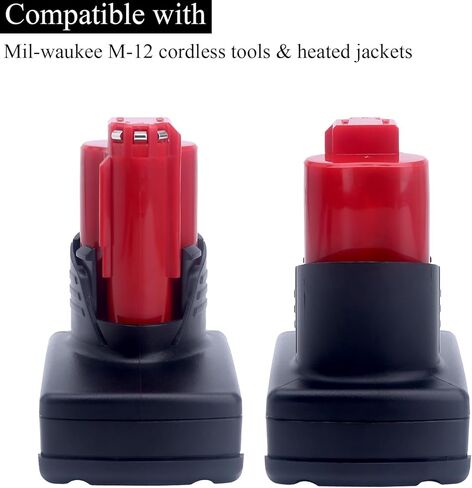 Lasica 2Pack 6.0Ah 12V Lithium-ion Replacement Battery Compatible with Mil-Waukee 12V Battery 48-11-2460 48-11-2412 48-11-2401 48-11-2440 12-Volt Cordless Tool Battery Packs in Saudi Arabia
