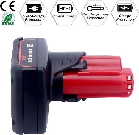 Lasica 2Pack 6.0Ah 12V Lithium-ion Replacement Battery Compatible with Mil-Waukee 12V Battery 48-11-2460 48-11-2412 48-11-2401 48-11-2440 12-Volt Cordless Tool Battery Packs in Saudi Arabia