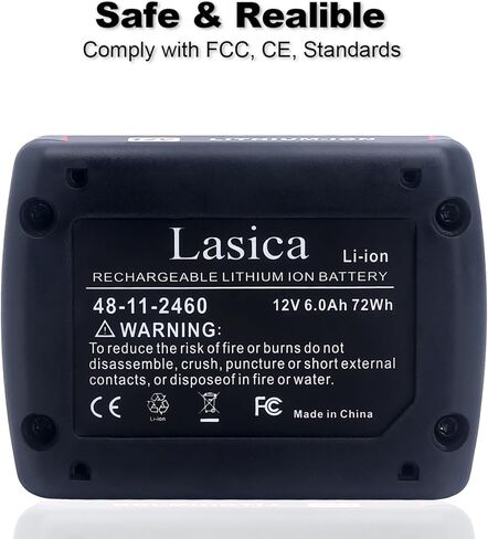 Lasica 2pack 6.0ah 12V بطارية ليثيوم أيون بديلة متوافقة مع بطارية Mil-Waukee 12V 48-11-2460 48-11-2412 48-11-2401 48-11-2440 حزم بطاريات أداة لاسلكية 12 فولت in Kuwait