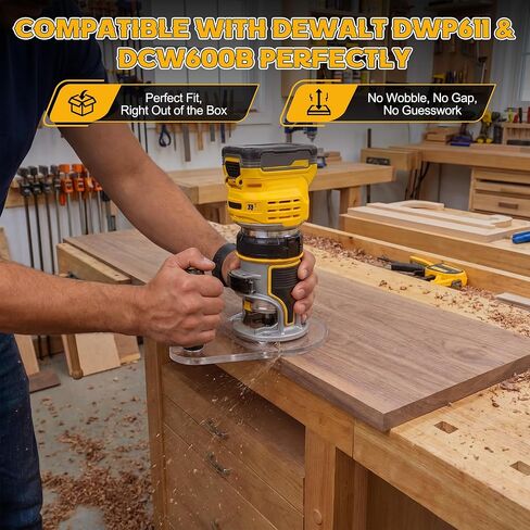 لوحة قاعدة جهاز التوجيه مع مقبض، قاعدة جهاز التوجيه متوافقة مع DeWalt DWP611 وDCW600B، أكريليك سميك 3/8 بوصة لبطانات التوجيه القياسية، ثبات معزز للأعمال الخشبية، 6 بوصة × 9 بوصة in Kuwait