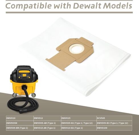 10 Pack DWV9402 Fleece Shop Vacuum Bags Compatible with Dewalt DWV010 DWV012 DWV015 DCV585 8 &10 Gallon Dust Extractor, Vacuum Cleaner Dust Collector Bag Disposable in Kuwait