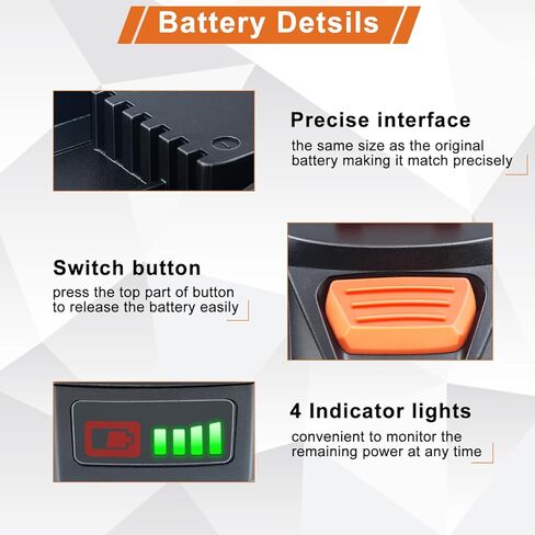 استبدال بطارية DTK 20V 6.0Ah لبطارية Worx 20V WA3525 WA3578 WA3575 WA3520 20 فولت WA3520 WG151s WG155s WG251s WG255s WG540s WG545s WG890 WG891 بطارية أداة لاسلكية (عبوتان) in Kuwait