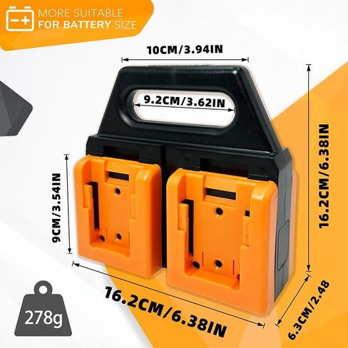 حامل بطارية 4 فتحات لجهاز ديوالت 20 فولت | حقيبة بطارية محمولة متينة من Dewalt — منظم صغير الحجم لسهولة التخزين والنقل، مثالي لحقائب الأدوات ومواقع العمل in Kuwait