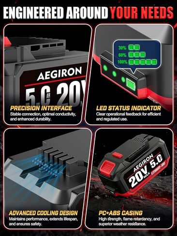 Upgraded 20V 5.0Ah High Capacity Battery, Replacement for Bauer 20V Lithium-Ion Battery, Fits Bauer Hypermax 20V Cordless Tools 1701C-B 1702C-B 1907C-B 2108C-B 2109C-B in Kuwait