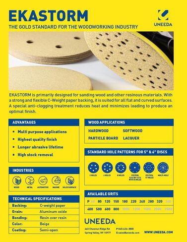 قرص صنفرة UNEEDA M-161034 مقاس 5 بوصات EKASTORM PSA Square Tab Grit #80 50/Box in Kuwait