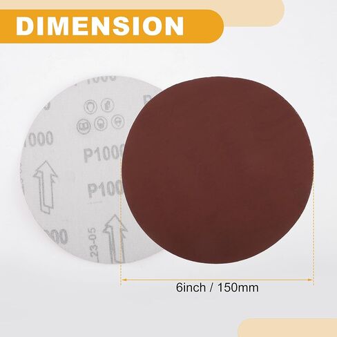 10 Pcs 6inch 1000 Grit Universal Sanding Discs - Round Hook and Loop Sandpaper - White Paper Red in Kuwait