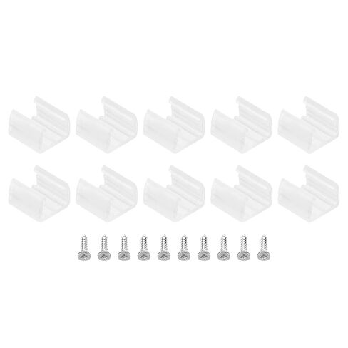LED Strip Light Clips, 40 Pack Mounting Bracket Fixing Clips Plastic Clamp Holders with Screws for 10mm-12mm Neon RGB Light Cable Ribbon, Translucent in Kuwait