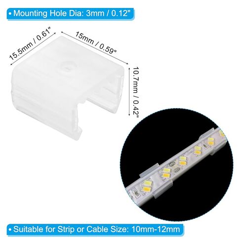 LED Strip Light Clips, 40 Pack Mounting Bracket Fixing Clips Plastic Clamp Holders with Screws for 10mm-12mm Neon RGB Light Cable Ribbon, Translucent in Kuwait