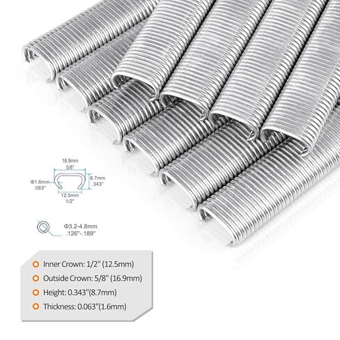 Kamsin Galvanized Steel Hog Rings 16 Gauge, 1/2" Inner Crown, 5/8" Outside Crown - 18,000 PCS for Pneumatic Hog Ring Gun, Cage Building, Fencing, Upholstery, Fastening in Saudi Arabia