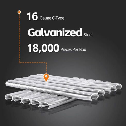 Kamsin Galvanized Steel Hog Rings 16 Gauge, 1/2" Inner Crown, 5/8" Outside Crown - 18,000 PCS for Pneumatic Hog Ring Gun, Cage Building, Fencing, Upholstery, Fastening in Saudi Arabia