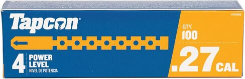 Tapcon .27 Caliber Powder Actuated Strip Loads, 100 PCS, Power Level 4, Yellow, for Hard Aggregate Installations, Made in the USA, Compatible with Tapcon SA27 Semi-Automatic Powder Actuated Tool in Kuwait